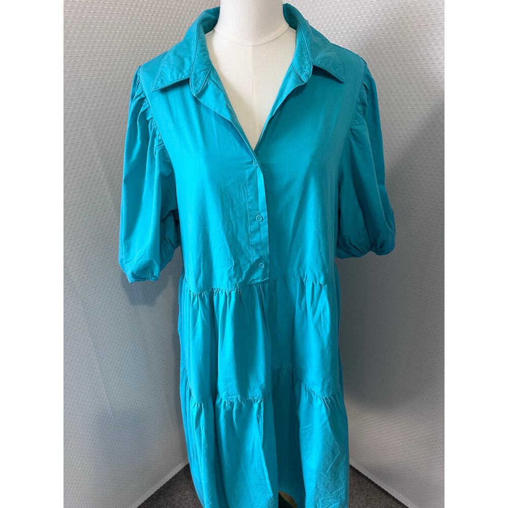 ANTHROPOLOGIE AMADI SHIRT DRESS LARGE $158 Cordelia Tiered Midi Shirtdress New - Picture 7 of 11